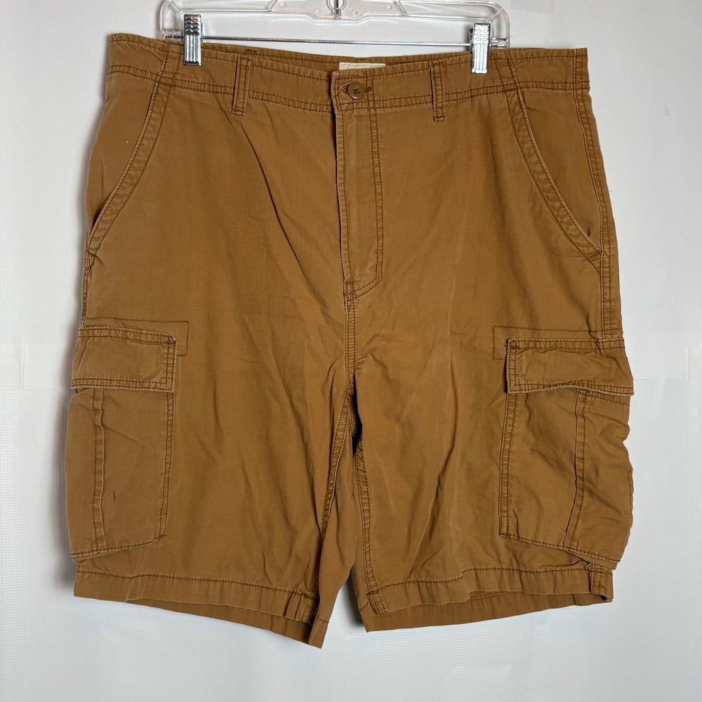 Mutual Weave Mens Brown Cotton Ripstop Cargo Shorts Size 38 Utility Outdoor